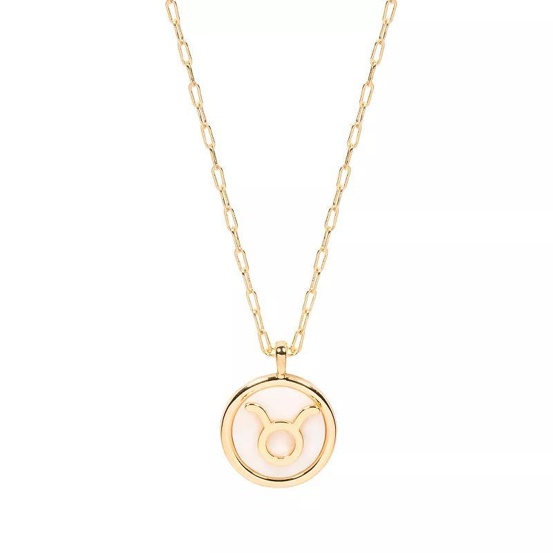 LC Lauren Conrad Gold Tone Zodiac Sign Simulated Mother-of-Pearl Pendant Necklace, Womens, Taurus Product Image