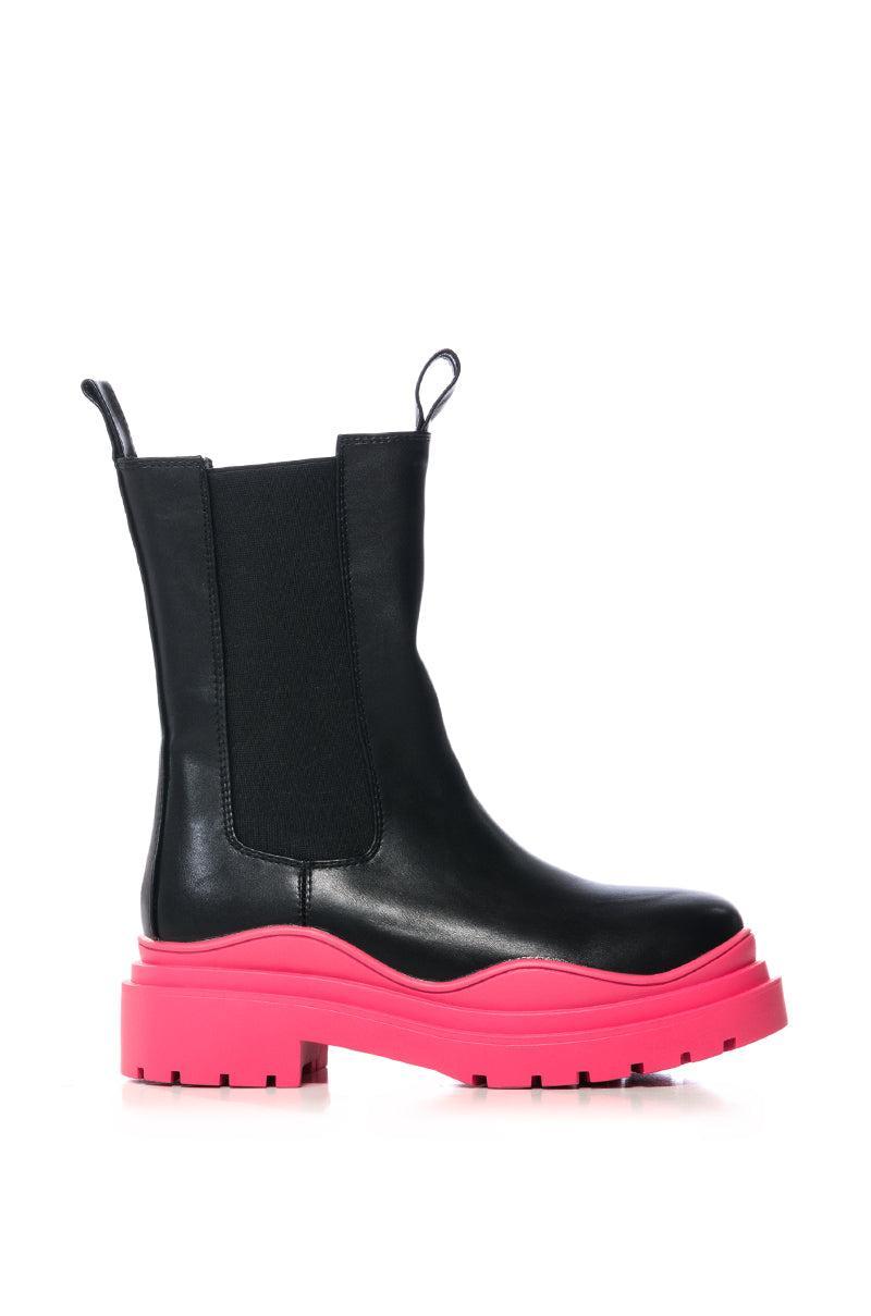 AZALEA WANG GHOSTED FLATFORM CHELSEA BOOT IN FUCHSIA Product Image