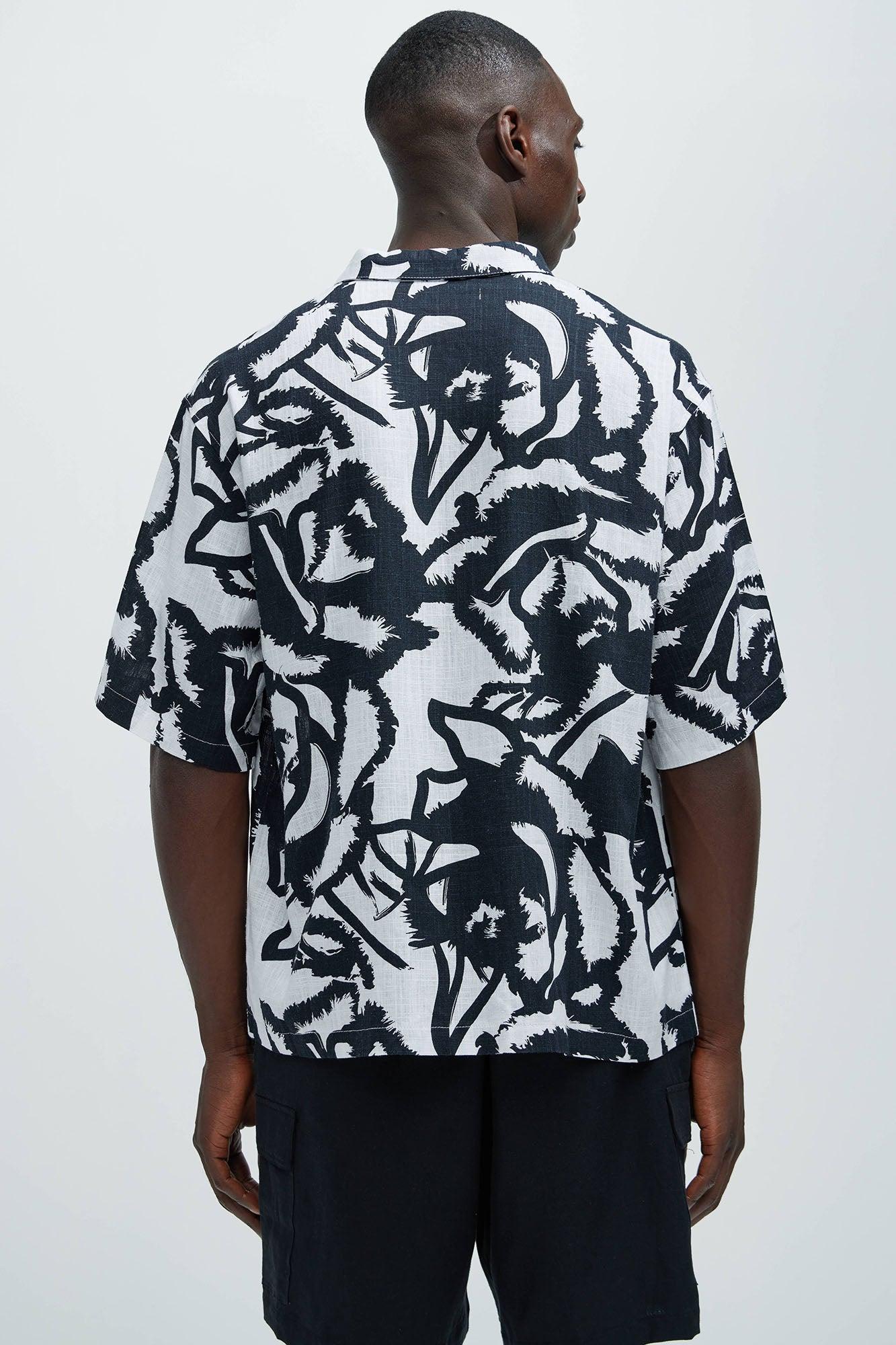 Stanlee Floral Linen Shirt - Black/White Product Image