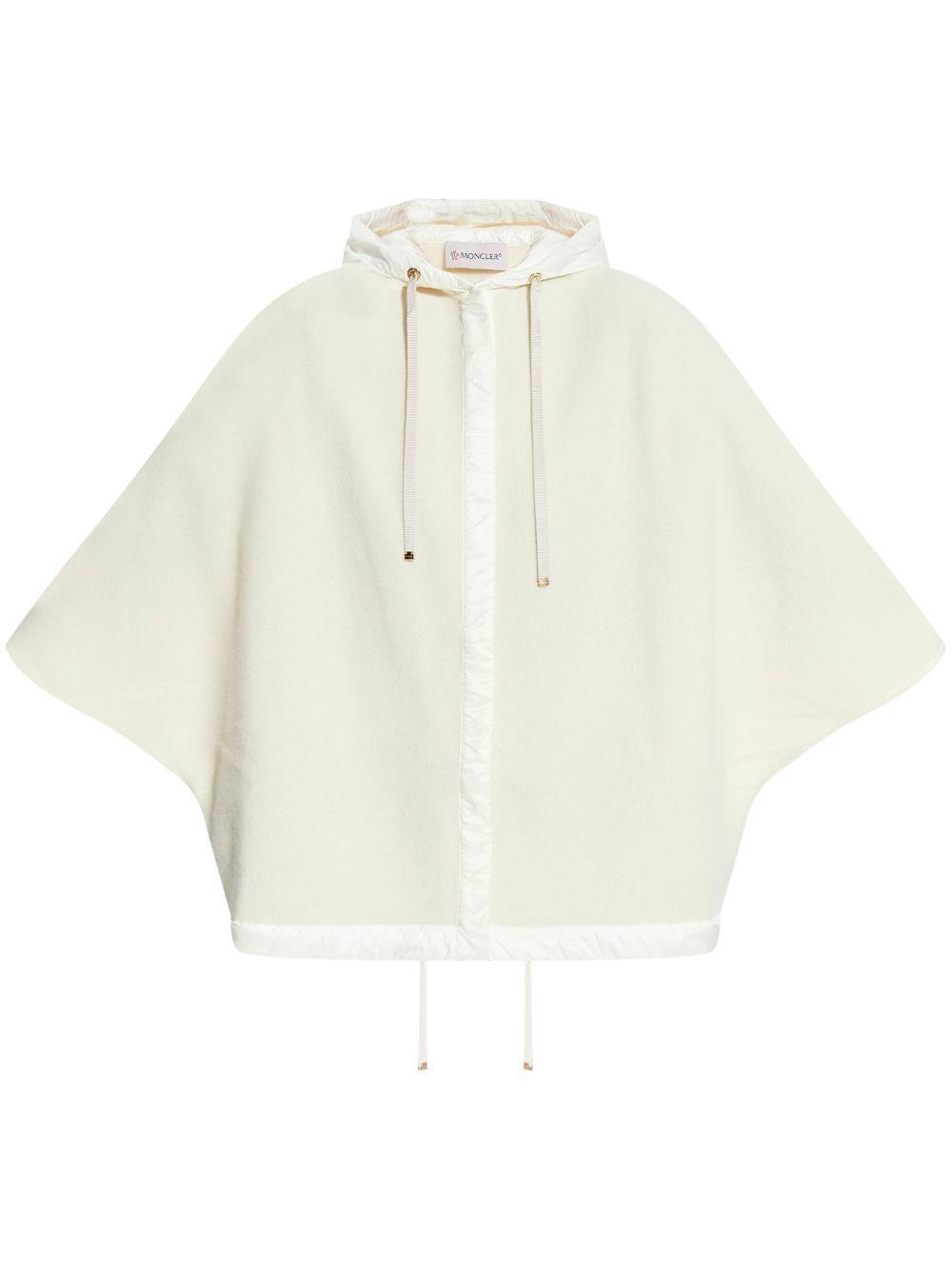 MONCLER Logo Patch Hooded Down Poncho In White Product Image