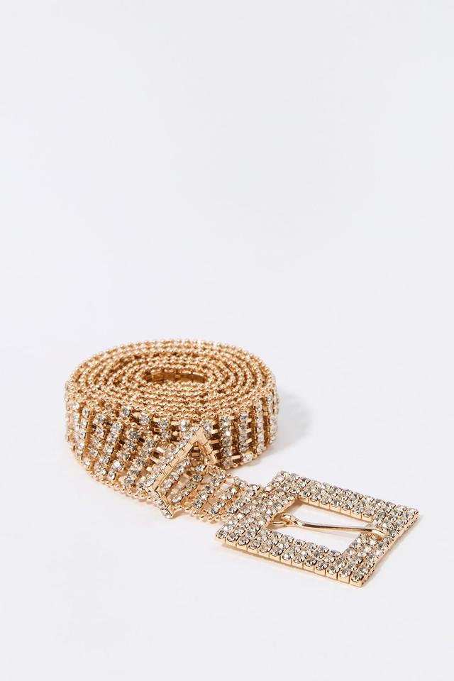 Rhinestone Square Buckle Belt Female Product Image