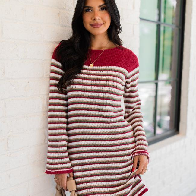 All About It Multi Striped Knit Sweater Dress Product Image