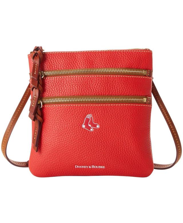 Womens Dooney & Bourke Boston Red Sox Pebble Triple-Zip Core Crossbody Purse Product Image