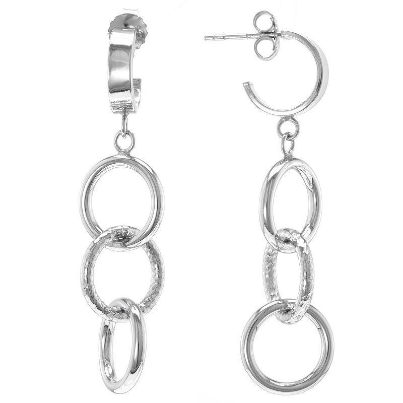 Judy Crowell Sterling Silver Textured Triple Circle Drop Earrings, Womens Product Image