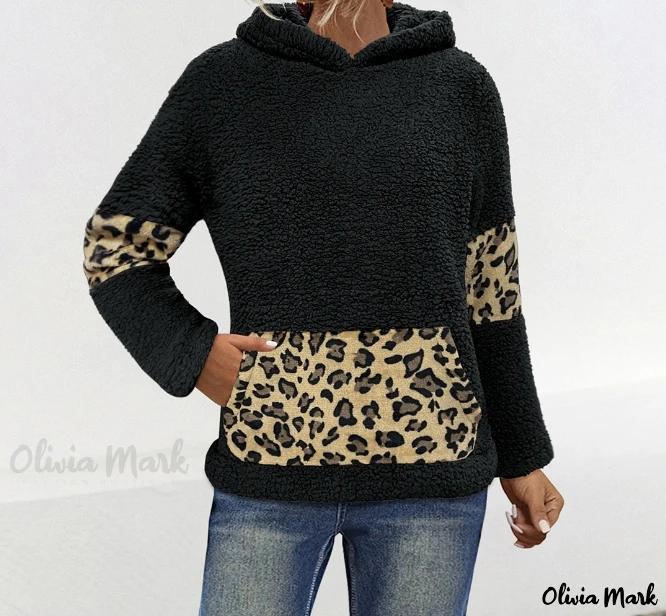 Olivia Mark – Faux Fur Leopard Print Hoodie Product Image