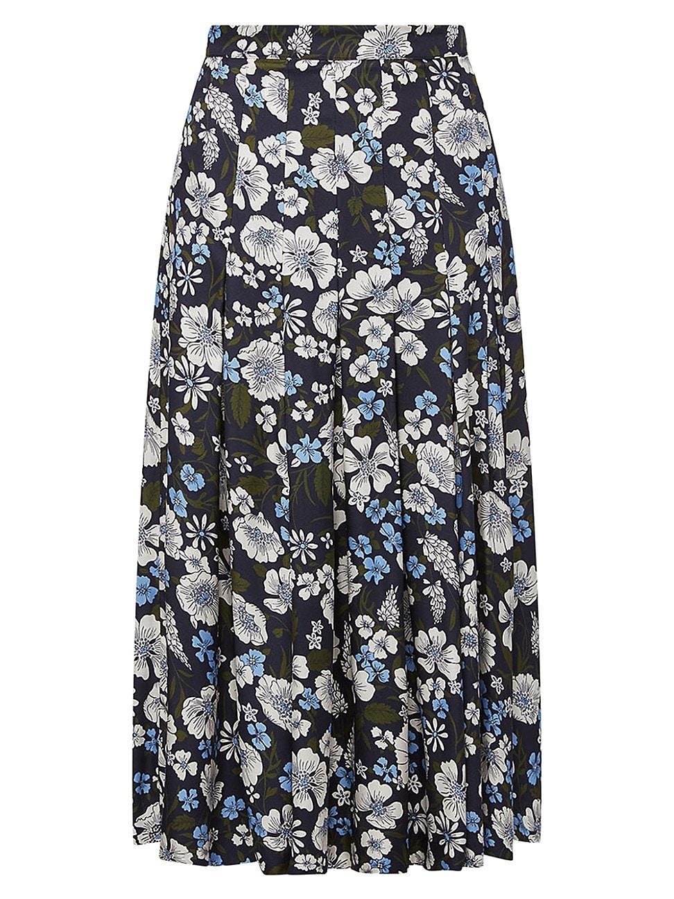 Womens Norris Floral Silk-Blend Midi-Skirt product image