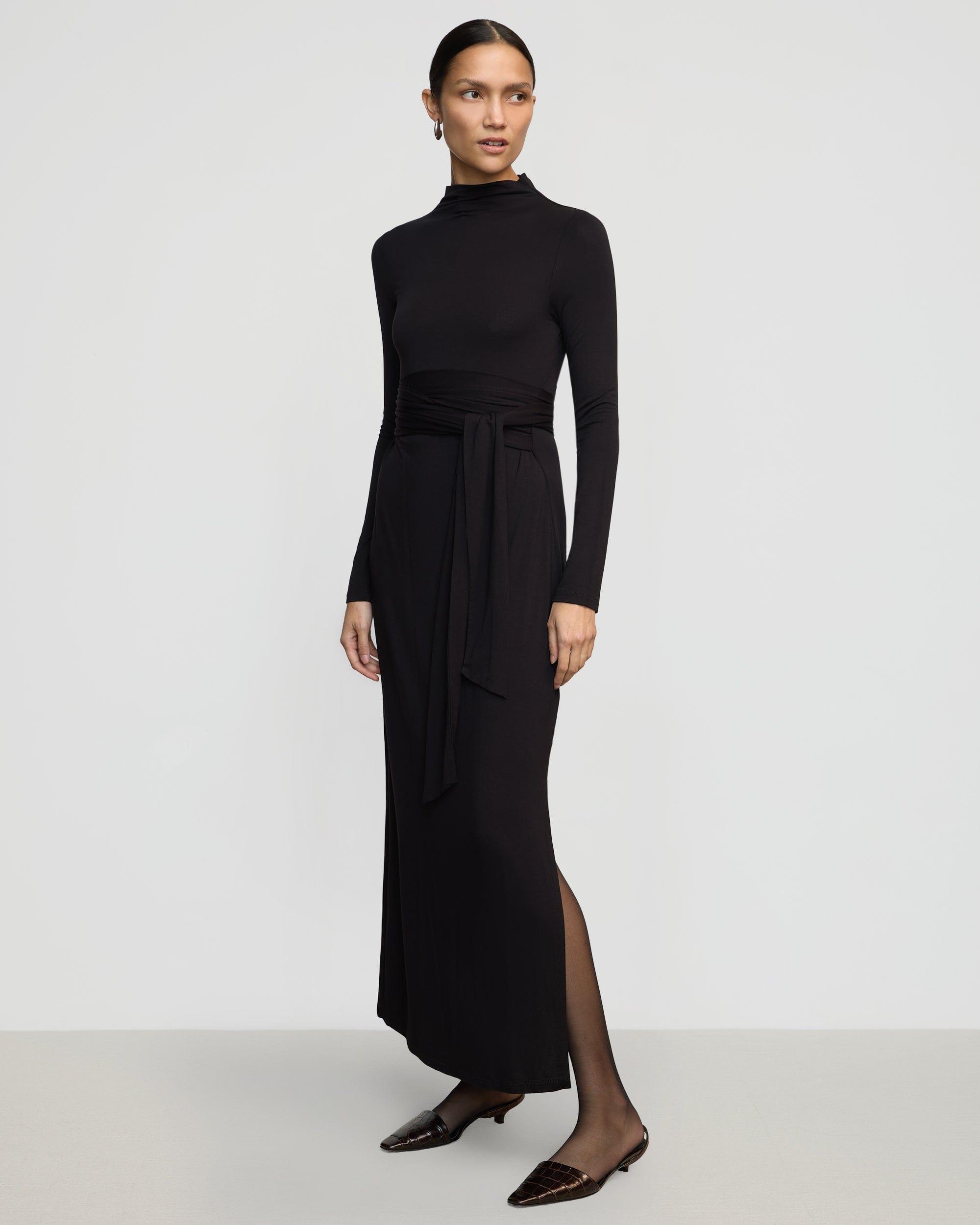 Vero Tie-Front Long-Sleeve Dress Product Image