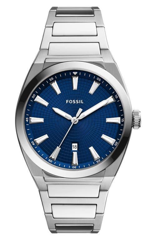 Fossil Mens Everett Automatic Silver-tone Stainless Steel Watch 42mm Product Image