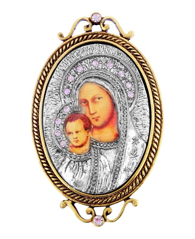 Symbols of Faith 14k Gold-Dipped & Silver-Tone Iconica Mary Brooch, Womens, Multi Product Image