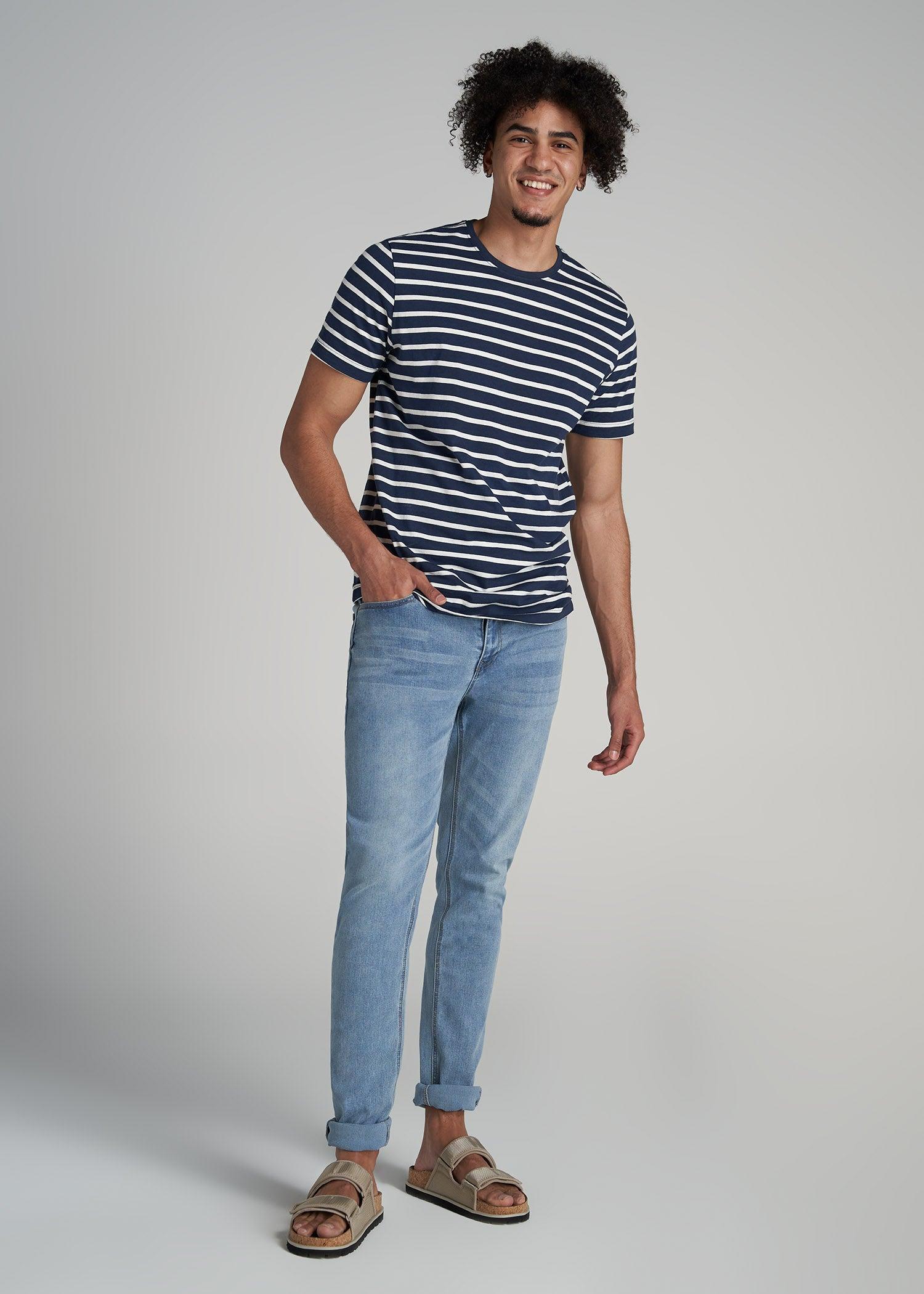 REGULAR-FIT Striped Tee in Navy And White - Men's Tall T-shirt Male Product Image