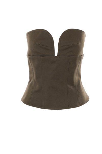 Strapless Bustier Top In Green Product Image