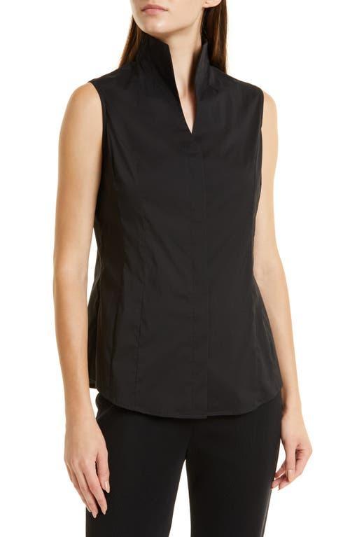 Womens Sleeveless Stretch-Cotton Blouse Product Image