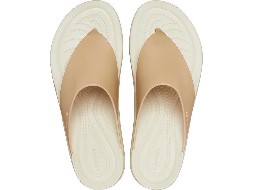 Crocs Brooklyn Flip Low Wedge (Champagne/Bone Metallic) Women's Shoes Product Image