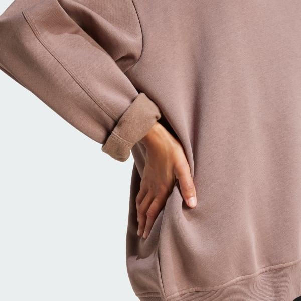 Essentials Fleece Long Oversized Crew Sweatshirt Product Image