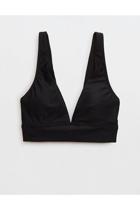 Aerie Plunge Longline Triangle Bikini Top Women's True Black L Product Image