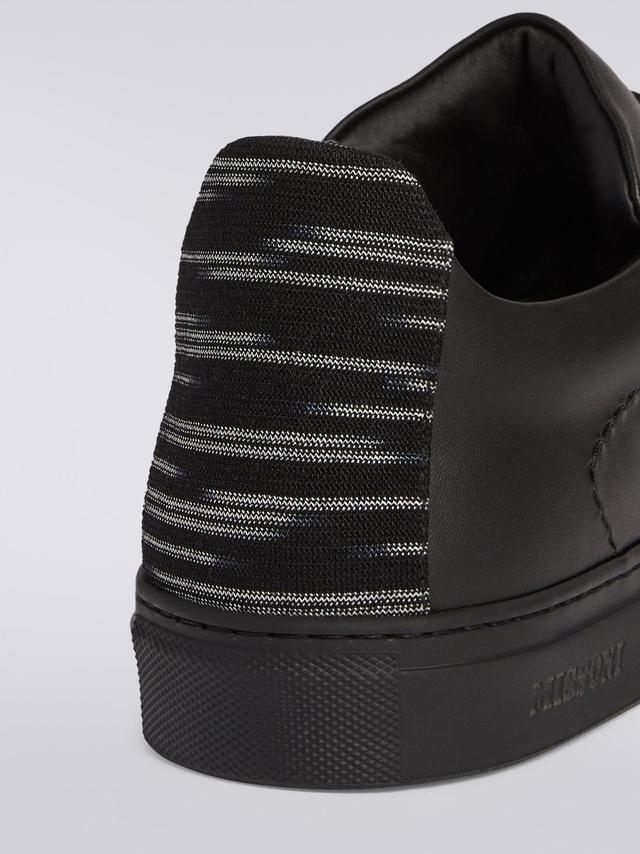 Leather trainers with slub insert Black | Missoni Product Image