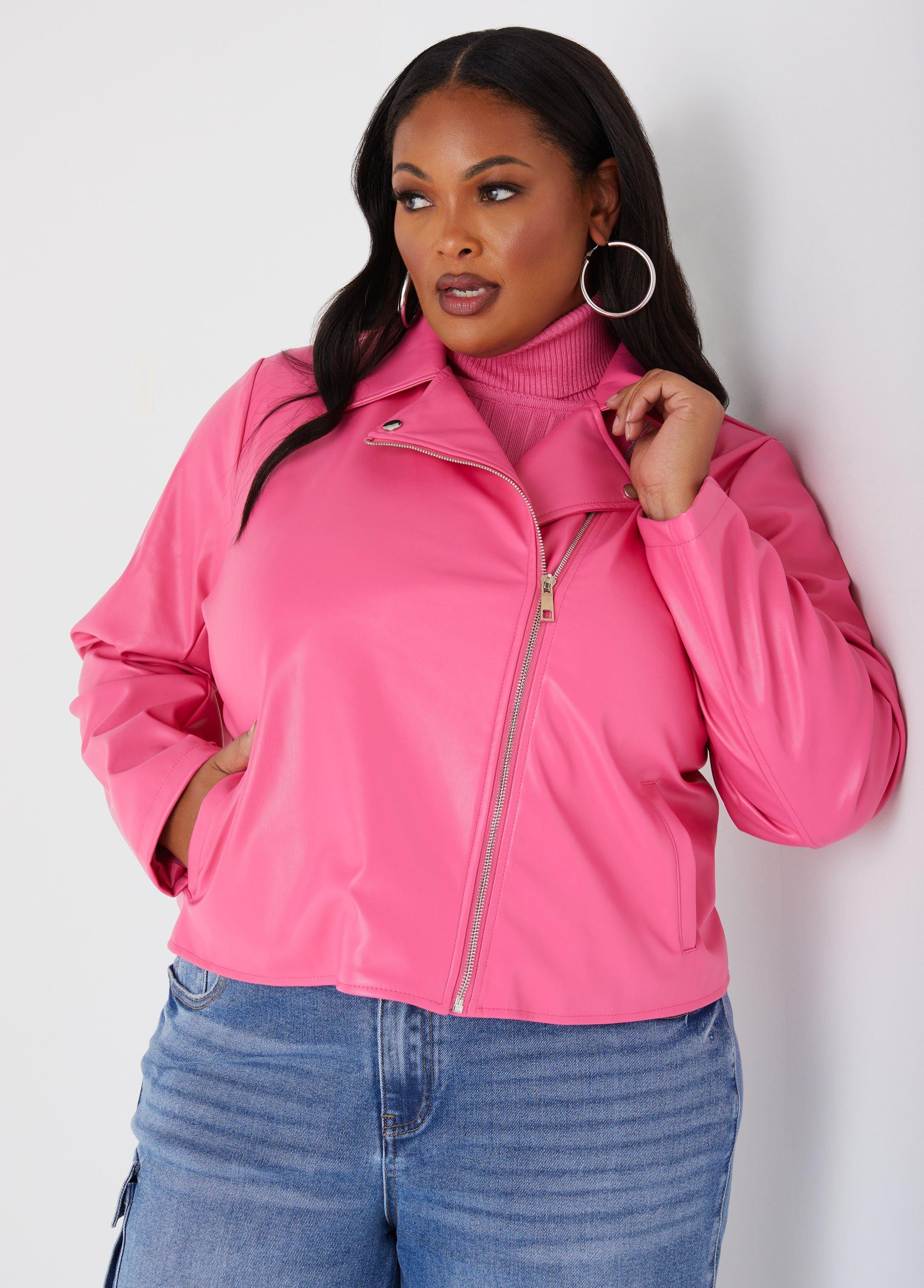 Plus Size Faux Leather Moto Jacket Ashley Stewart Product Image