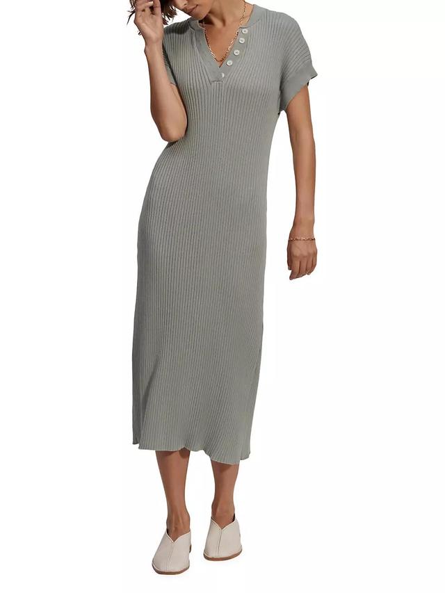 Aria Ribbed Cotton Midi-Dress Product Image