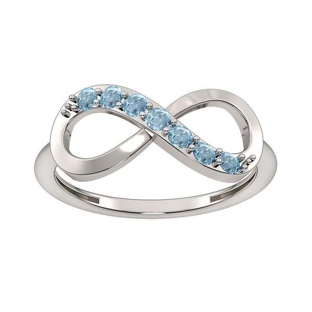 Sterling Silver Blue Topaz Infinity Right Hand Ring, Womens Product Image