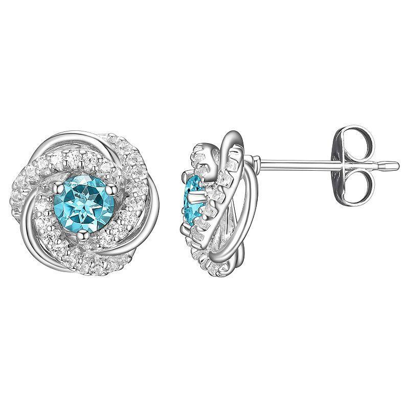 Paj Lab Created Love Knot Stud Earrings In Rhodium Sterling Silver, Blue Product Image