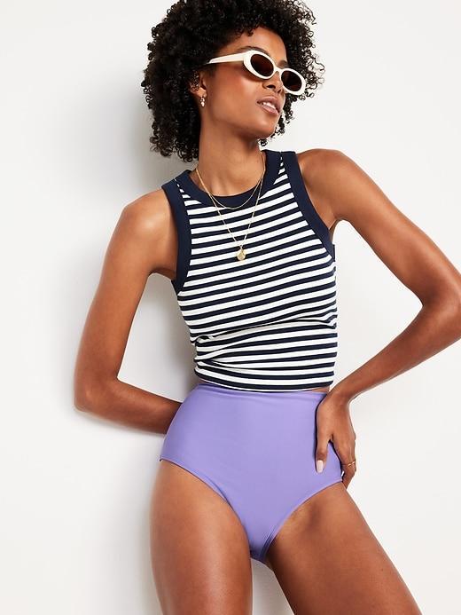 High-Waisted French-Cut Bikini Swim Bottoms Product Image