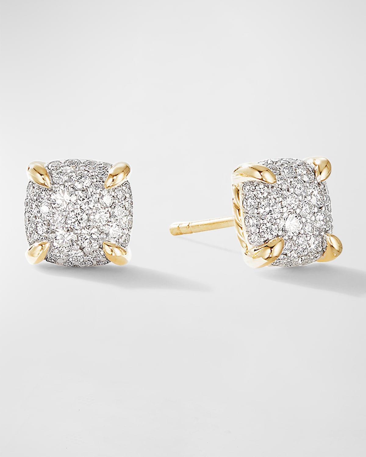 Womens Chatelaine Stud Earrings in 18K Yellow Gold with Pav Diamonds Product Image