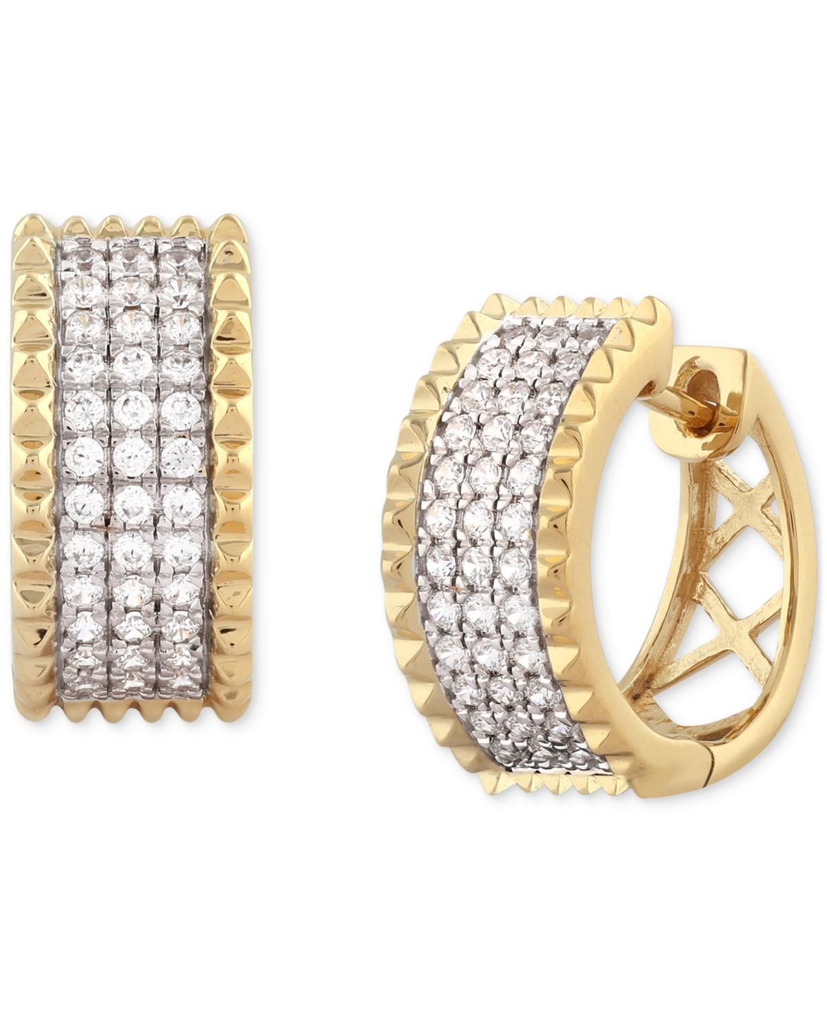 Mens Diamond Pave Small Huggie Hoop Earrings (1/2 ct. t.w.) in 10k Gold, 0.62 Product Image