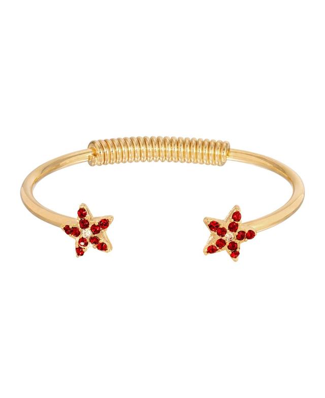 2028 Gold-Tone Crystal Siam Red Star Spring Bracelet Product Image