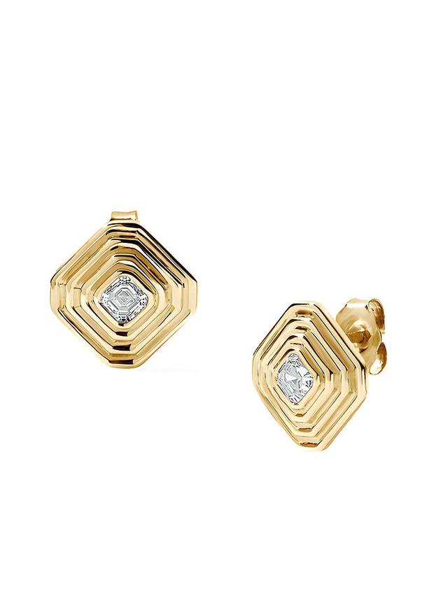 Womens 14K Yellow Gold & 1.0 TCW Diamond Asscher Stud Earrings Product Image