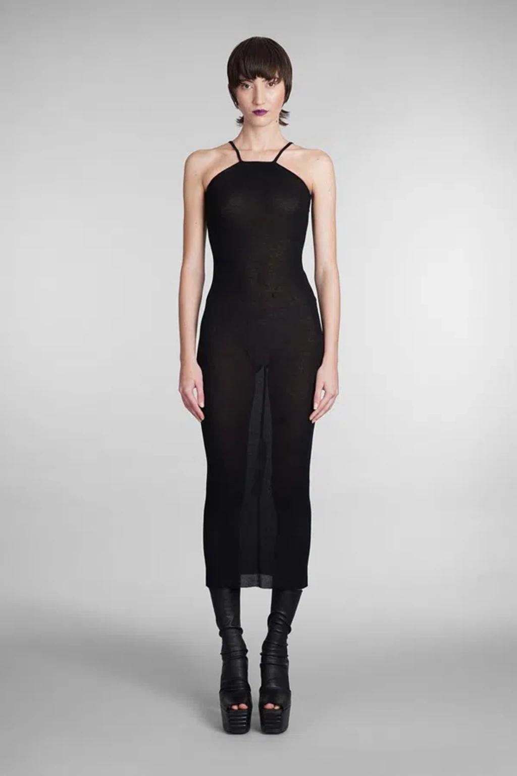 RICK OWENS Skorpio Ribbed-knit Jersey Midi Dress In Black Product Image