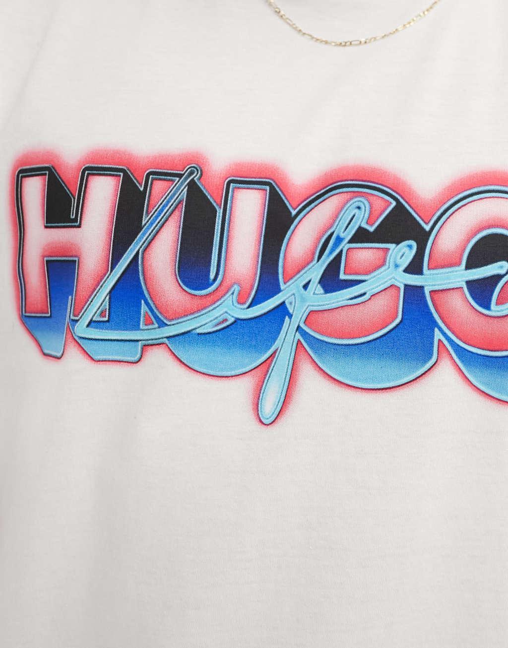 HUGO BLUE oversized logo t-shirt in white Product Image