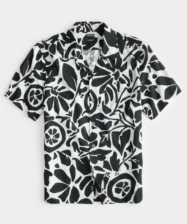 Abstract Floral Short Sleeve Camp Collar Shirt White Product Image