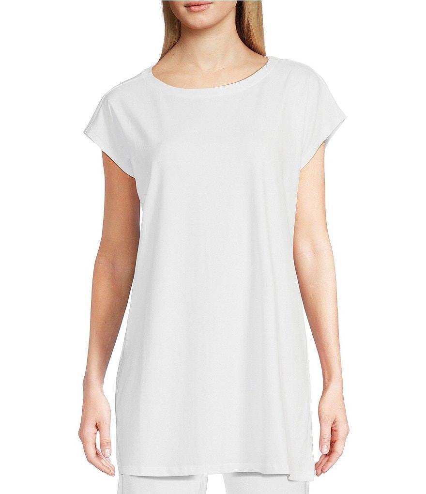 Eileen Fisher Organic Cotton Stretch Jersey Scoop Neck Short Sleeve Boxy Tunic Product Image