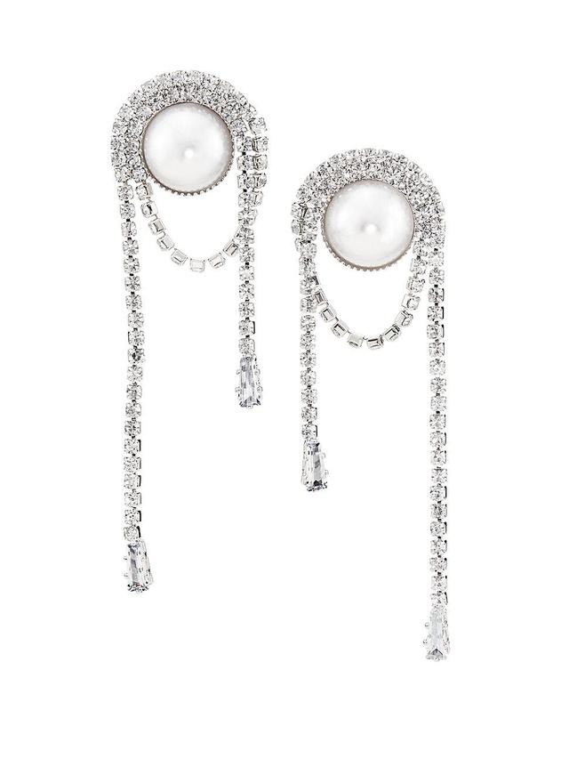 Womens Silver-Plated, Imitation Pearl & Cubic Ziconia Drop Earrings Product Image