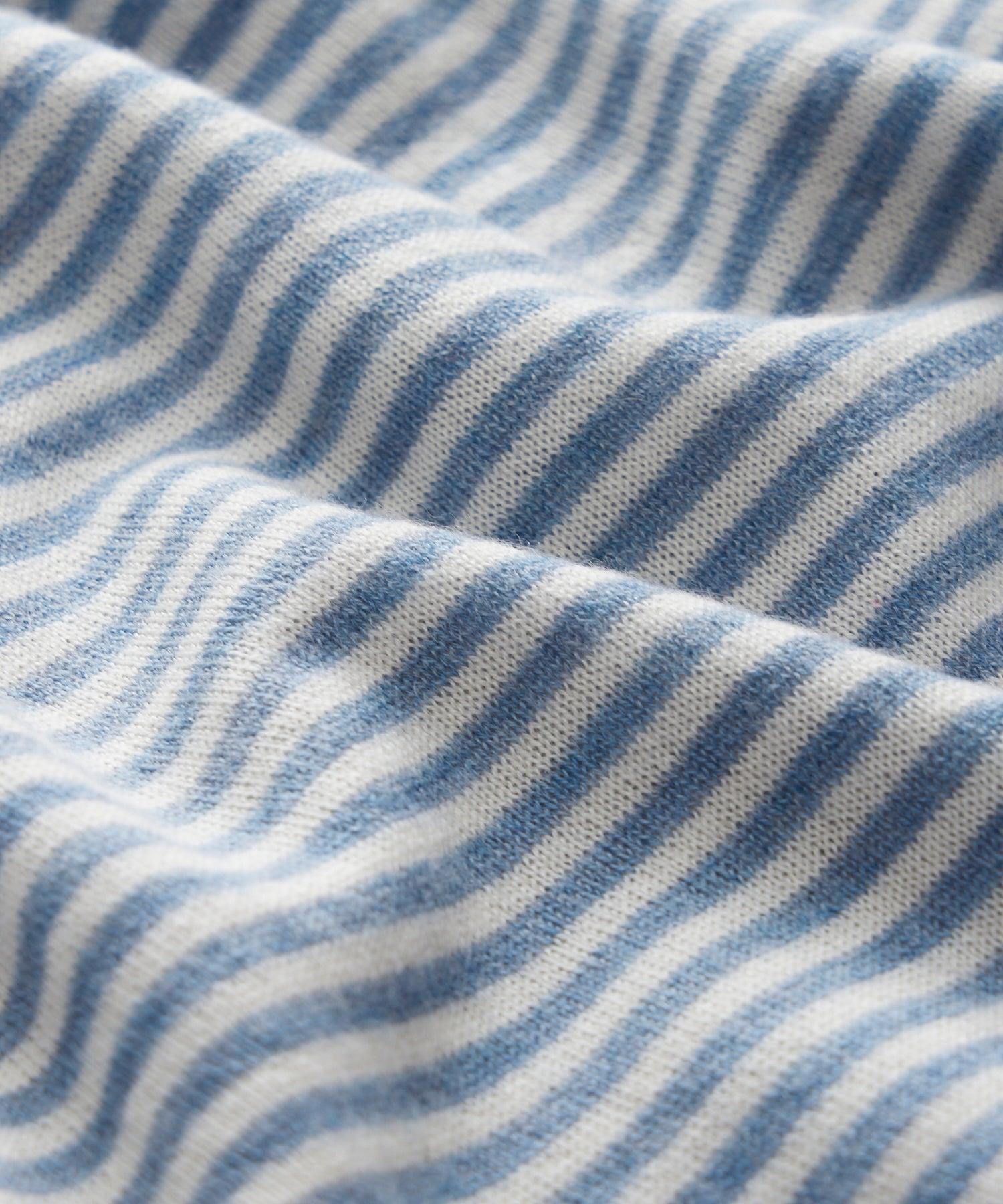 Premium Cashmere Montauk Polo in Sky Blue Stripe Product Image