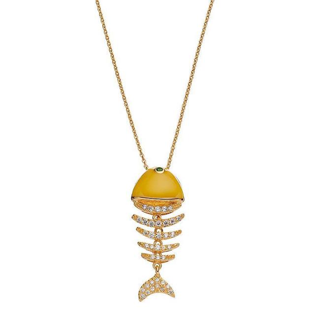 Sophie Miller 14k Gold Plated Cubic Zirconia & Simulated Emerald Fish Pendant, Womens Product Image