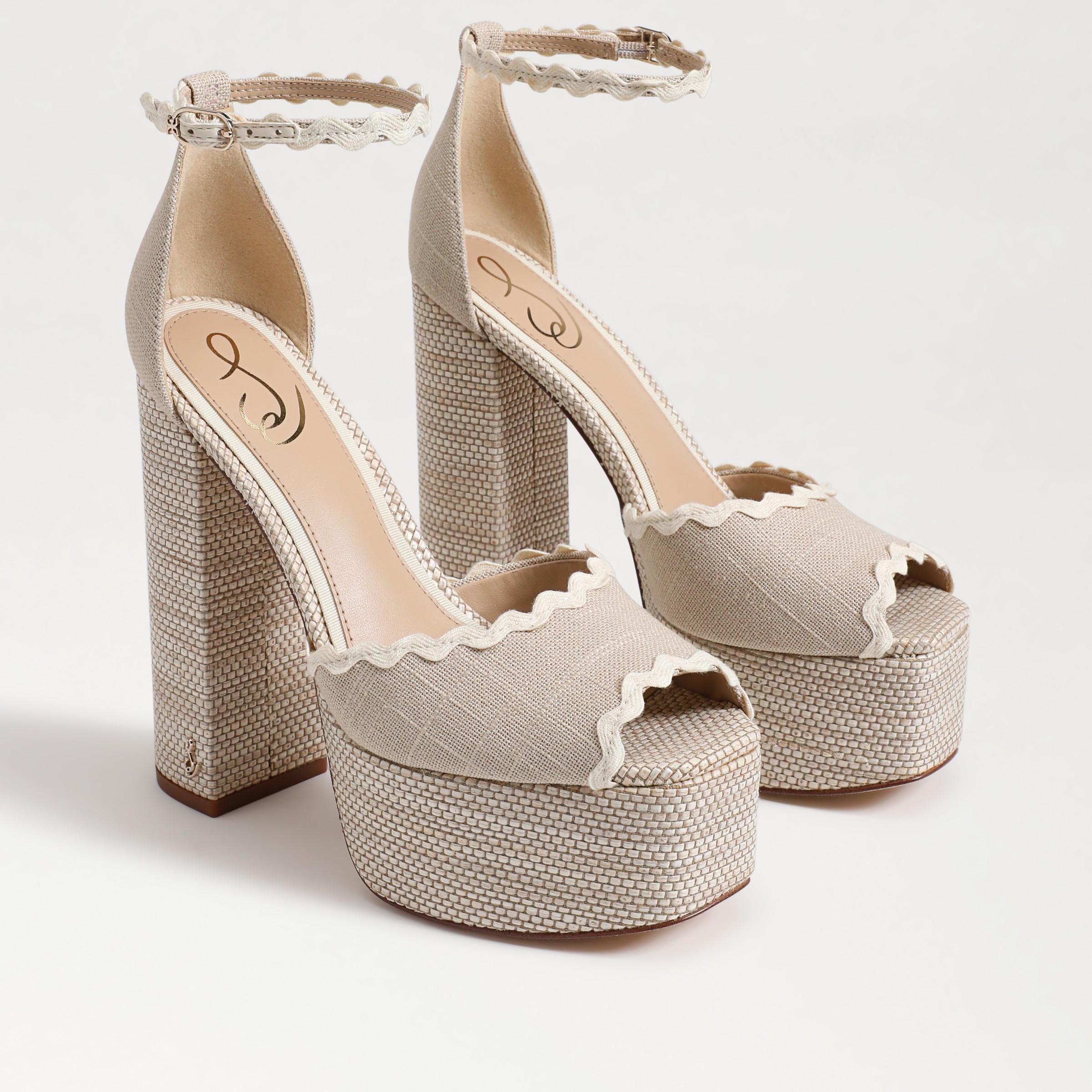 Sam Edelman Kori Linen Ankle Strap Rick-Rack Trim Platform Sandals Product Image