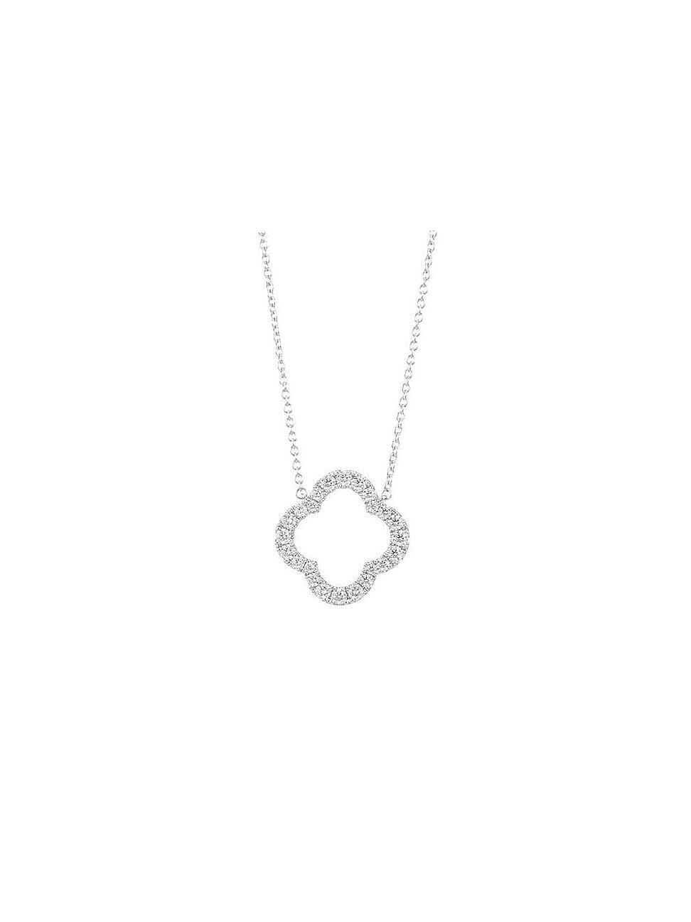 Womens Signature 18K White Gold & 0.46 TCW Diamond Large Petal Pendant Necklace Product Image