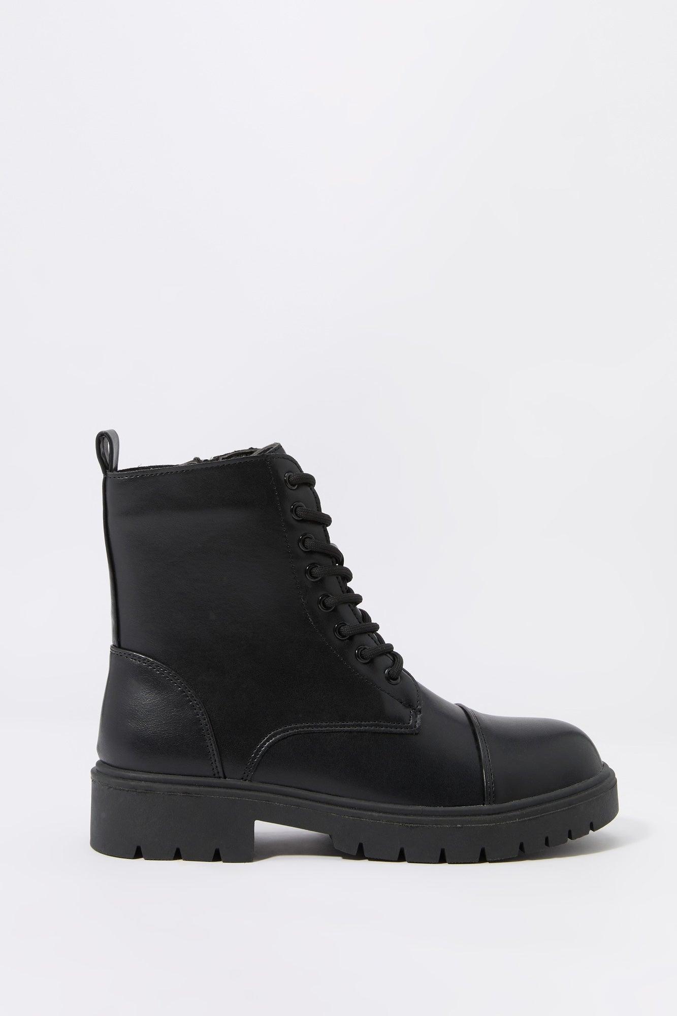 Faux Leather Lace Up Boot Female Product Image