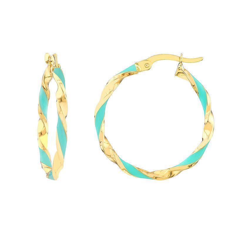 Color Romance 20 mm Enamel Twist Hoop Earrings, Womens, White Product Image