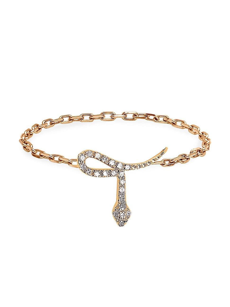 Womens Magic Touch 18K Yellow Gold & Diamond Snake Chain Ring Product Image