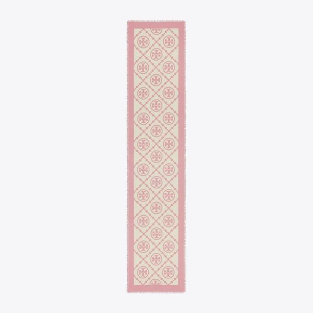 T Monogram Bordered Oblong Scarf Product Image