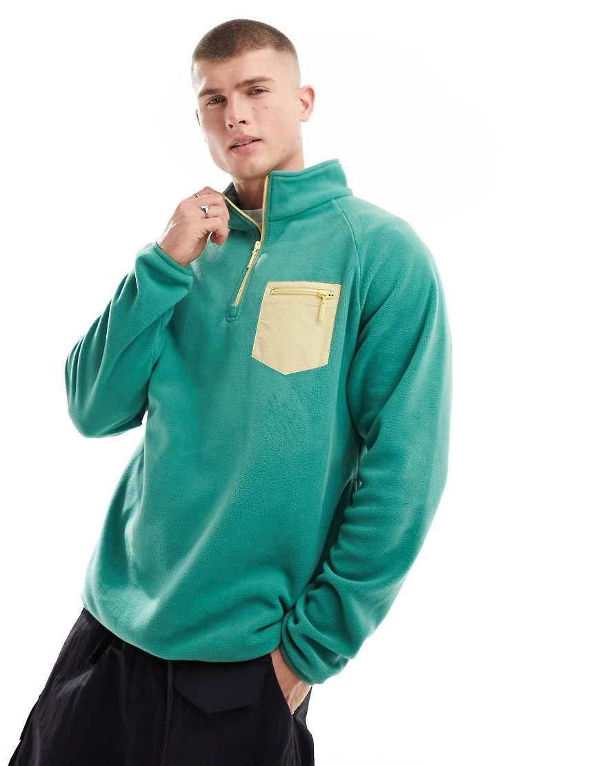 Cotton On quarter zip relaxed fleece sweatshirt with contrast pocket Product Image