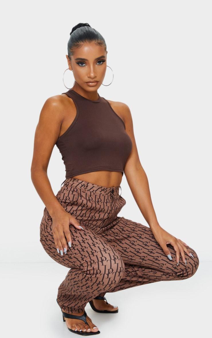 Basic Chocolate  Jersey Racerback Crop Top Product Image