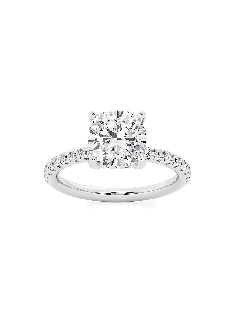 Womens Platinum & Cushion-Cut Lab-Grown Diamond Hidden Halo Ring/0.80-3.41 TCW Product Image