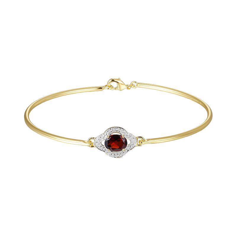 18k Gold Plate Garnet and Diamond Accent Bracelet, Womens Red Product Image