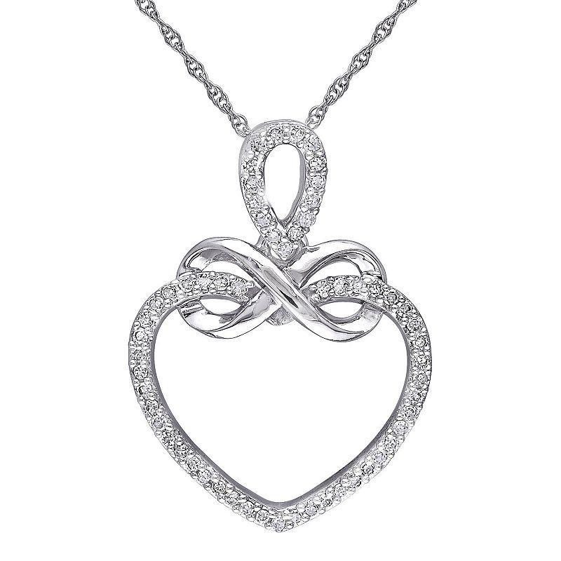 Stella Grace 10K White Gold 1/5 Carat T.W. Diamond Infinity Heart Pendant Necklace, Womens 10k Whgold Product Image