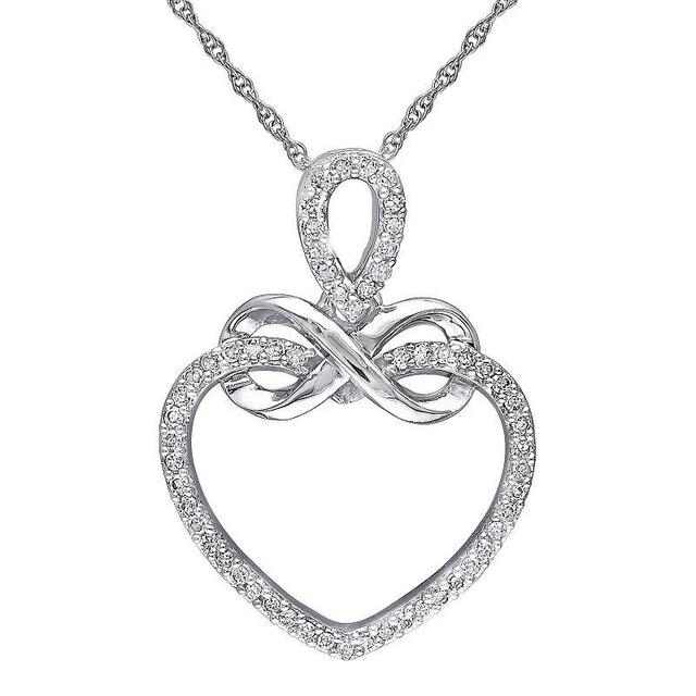 Stella Grace 10K White Gold 1/5 Carat T.W. Diamond Infinity Heart Pendant Necklace, Womens Product Image