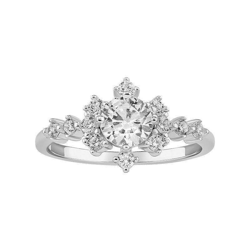 PRIMROSE Sterling Silver Cubic Zirconia Starburst Ring, Womens Sterling Clear Product Image