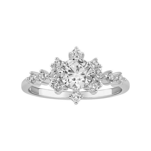 PRIMROSE Sterling Silver Cubic Zirconia Starburst Ring, Womens Grey Product Image